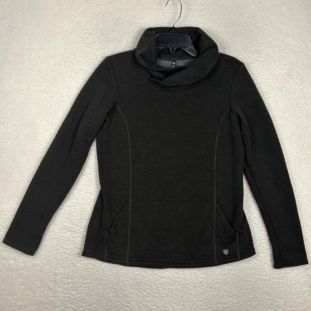 Kuhl Womens Size M Athena Wool Blend Sweater Cowl Neck Quilted Pullover Gray TF